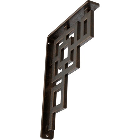 Ekena Millwork Eris Wrought Iron Bracket, (Single center brace), Antiqued Bronze 1 1/2"W x 7 1/2"D x 10"H BKTM01X07X10SERABZ